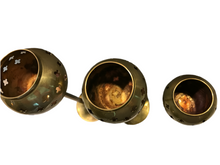 Vintage Set of 3 Brass Candle Holders #90
