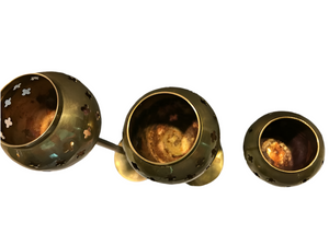 Vintage Set of 3 Brass Candle Holders #90