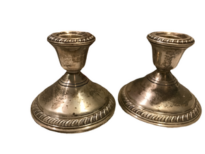 Vintage Set of Crown Sterling Silver Candle Holders (#403)