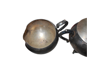 Antique/Vintage Metal Dishes: Silver/Silverplate Sugar and Creamer #8