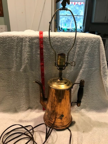 Antique/Vintage Brass Coffee Pot Lamp (#304)