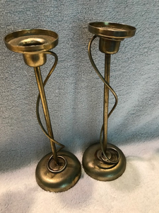 Vintage Brass Wrapped Candle Holders #92