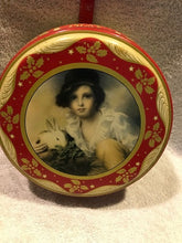 Vintage Young Victorian Girl & Bunny Biscuit Tin (#431)