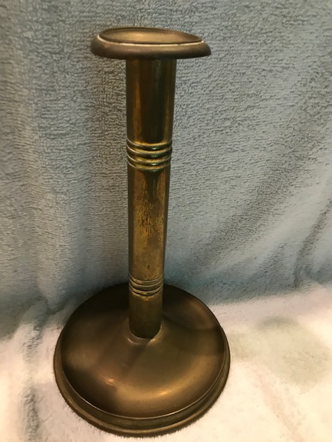 Antique Tall Brass Hogscrapper Candle Holder #93