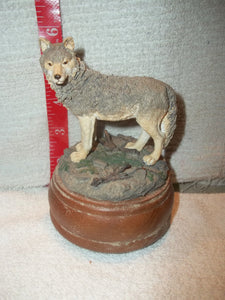 Vintage Ceramic Wolf Musical Figure #124