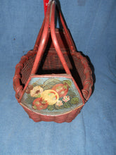 Vintage Red, Hand-Painted Woven Basket (8)