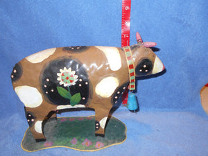 Vintage  Tin, Sculpted and Painted Cow Figure (#4)