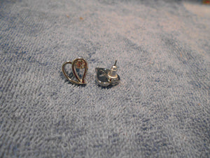 Vintage Heart-shaped Silver/Silverplate Earrings (510)