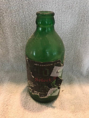 Vintage Green Beer Bottle (Partial Label)  #842