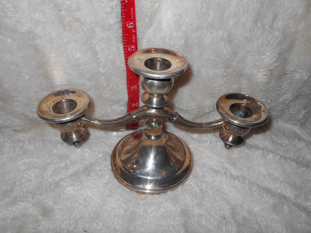 Vintage  Silverplate 3-Candle Candle Holder (65)