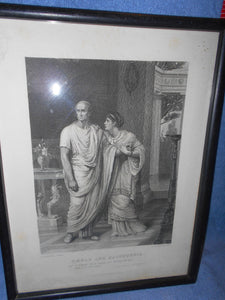 Vintage Shakespeare Etched Picture "Caesar and Calphurnia" -Framed (520)