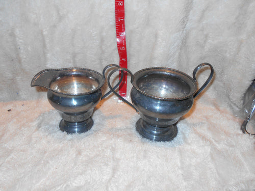 Antique/Vintage Metal Dishes: Silver/Silverplate Sugar and Creamer England #5