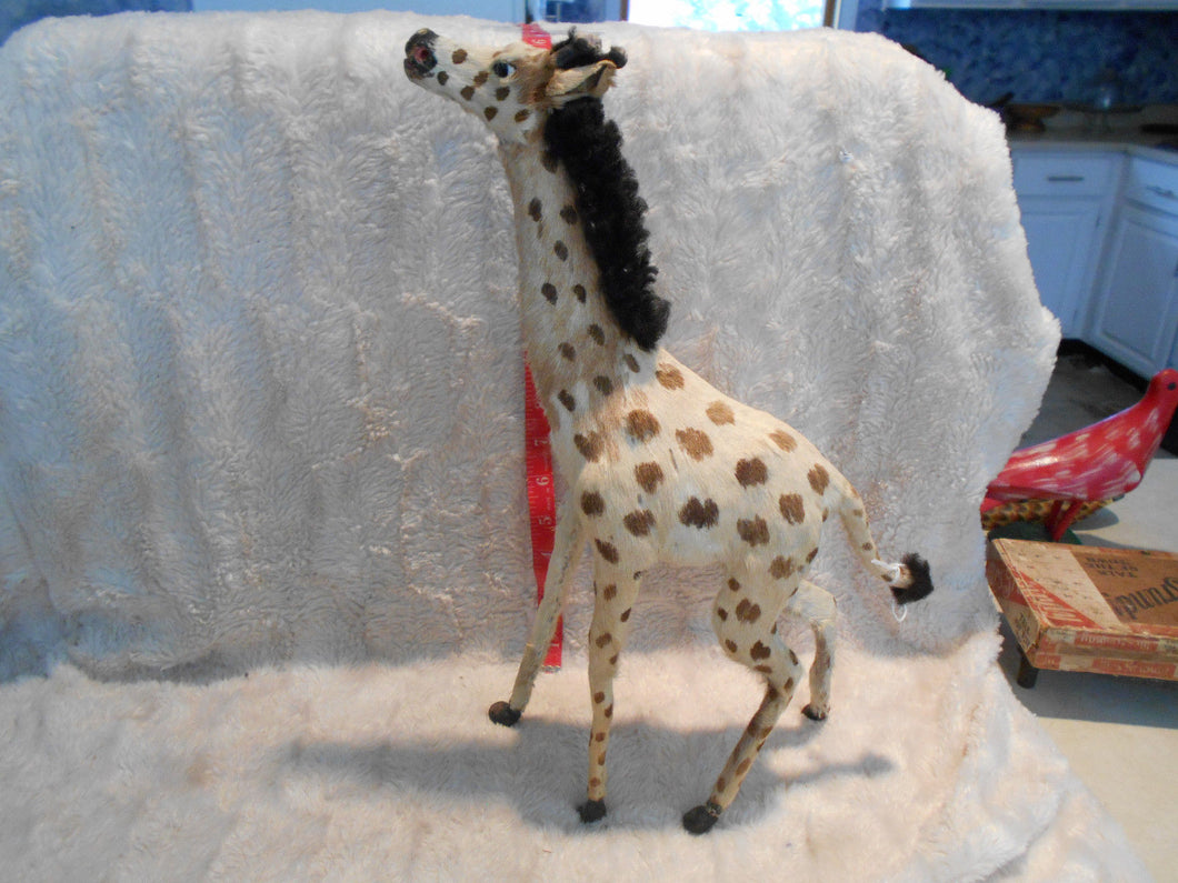 Vintage  Hand-carved & Fiber-Wrapped & Sewn Giraffe (#5)