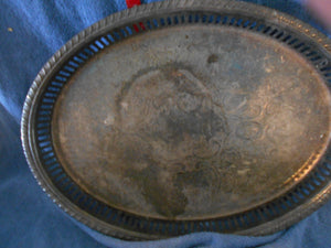 Vintage Large, Oval-Walled, Footed Tray 15 3/4 (8)