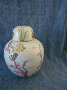 Vintage Japanese Porcelain Painted Covered Jar #80