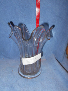 Vintage Heavy, Clear Glass Vase 7" T (701)