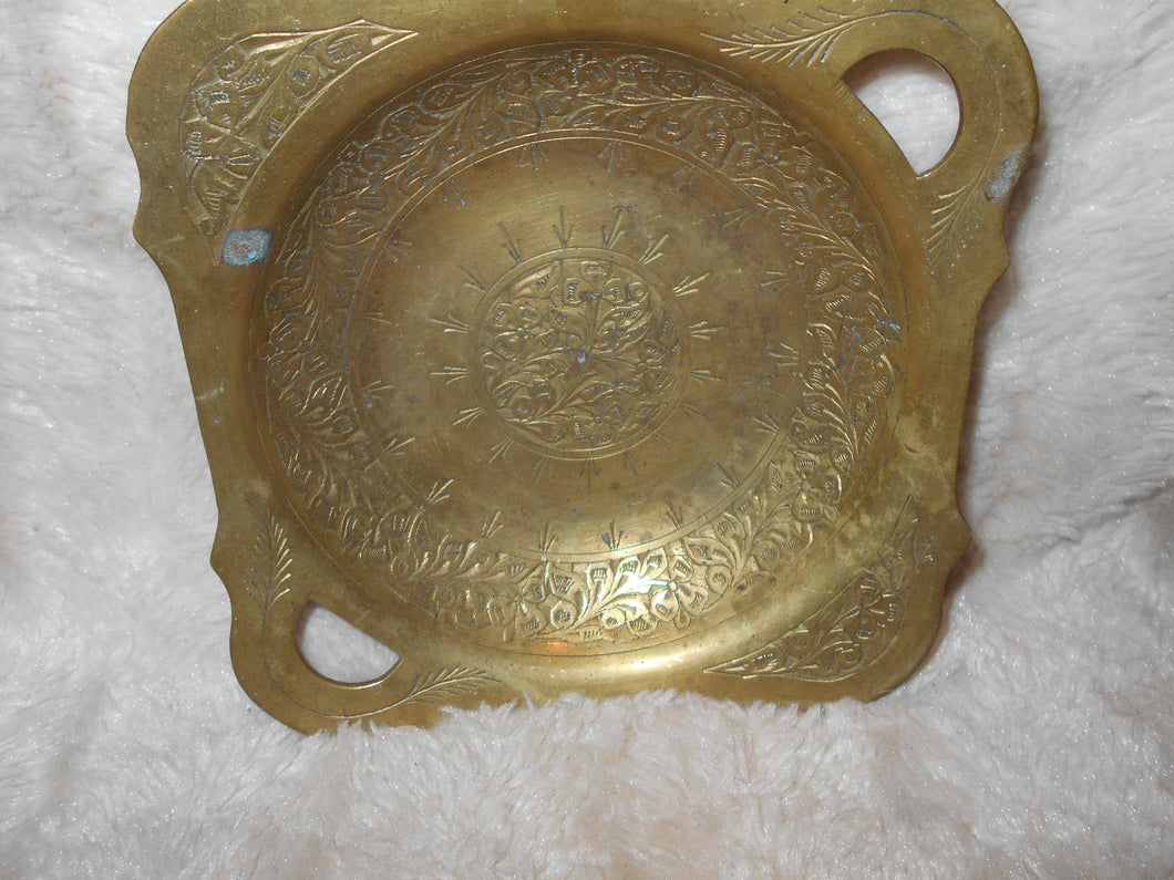 Vintage Heavy Brass Square Bowl 5