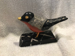 Vintage Hand Carved & Painted Robin on Base  #1034