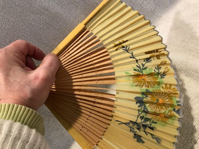 Vintage Hand Painted Asian Fan  #1032