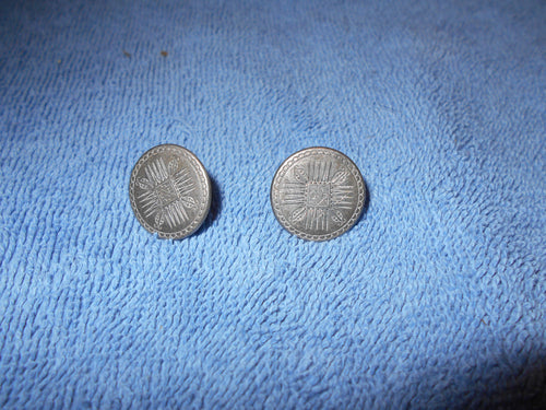 Vintage Silver/Silverplate Circular Etched Earrings (507)