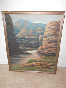 Vintage Oil Painting "Western Landscape" by A. Freden Holm - Framed (#3d)