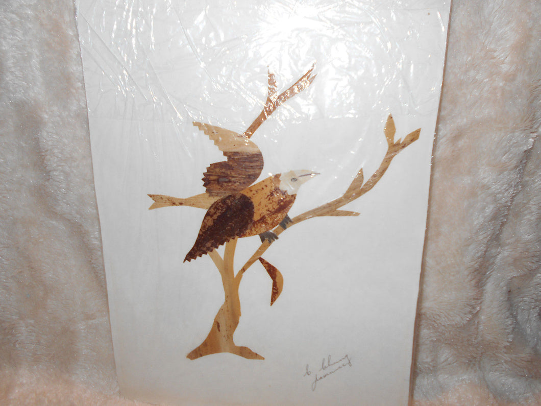 Vintage Banana Bark Bird Picture -  Unframed (516)