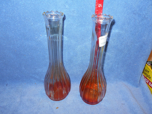 Vintage  Pair of 2-Tone Glass Vases (710)