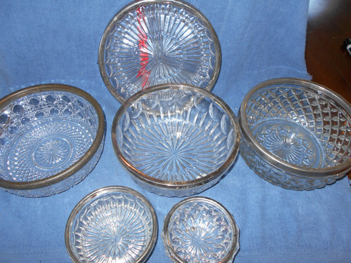 Vintage Large Lot of Heavy Pressed/Silverplate Glass Serving (31)