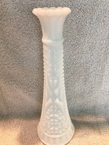 Antique Milk Glass Patterned Vase  #1122