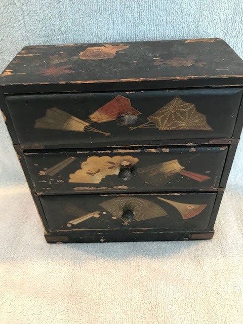 Antique Handpainted 3-drawer Box  #1093