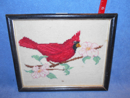 Vintage Embroidered Cardinal - Framed (544)