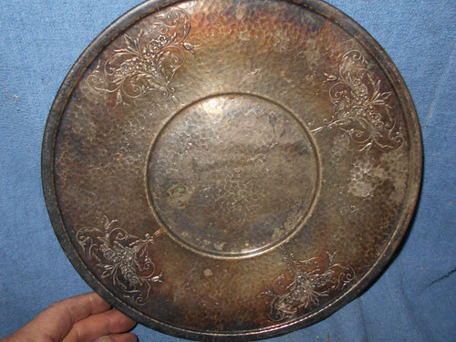 Vintage (16) Lg, Circular Etched Hammered Tray Rogers 0621