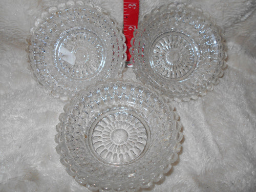 Vintage  3 Sandwich Pressed Glass Flint Nappies (35)