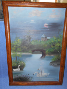 Vintage Oil on Board Painting "Lovely Dreams" - Framed (#5c)