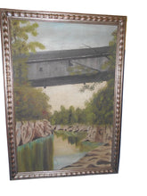 Vintage Oil on Board Painting "A Covered Bridge" by Horace Brown - Framed (#4c)
