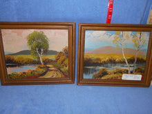 Antique Pair of Oil Paintings: "Birch Trees" & "Fall" - Framed (551)