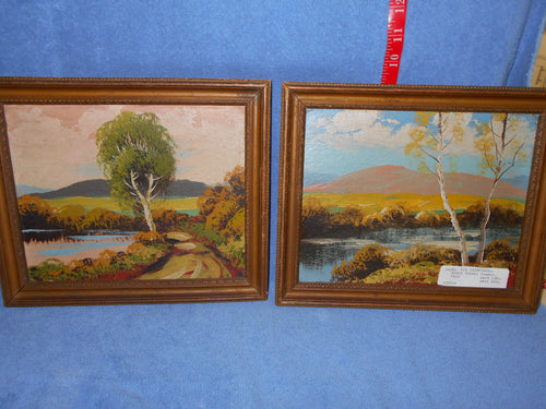 Antique Pair of Oil Paintings: 