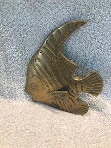 Antique Heavy Brass Fish Wall Hanging  #1130