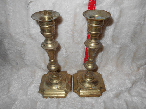 Vintage Pair of Brass Candleholders (11)