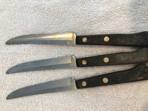 Vintage Flint Wooden Handled Steak Knives  #1084