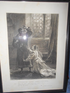 Vintage Shakespeare Etched Picture "Othello and Desdamona" - Framed (517)