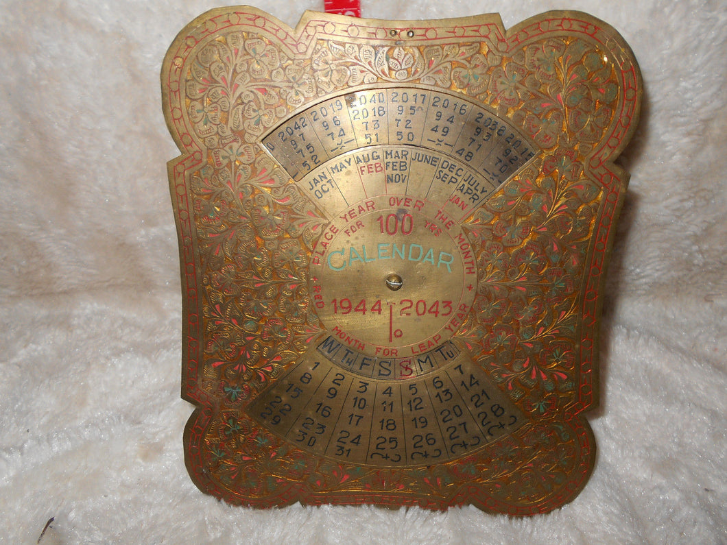 Antique/Vintage Standing Brass 100 Year Calendar (38)