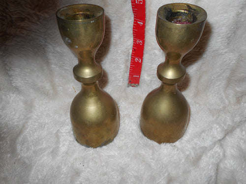 Vintage Pair of Brass Candleholders 6