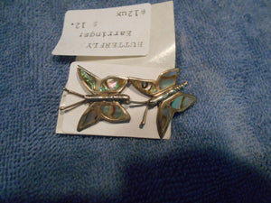 Vintage Silver/Silverplate Butterfly Earrings (518)