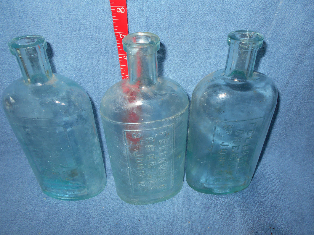 3 Vintage Fellows & Co - Chemists Medicine Bottles(103)