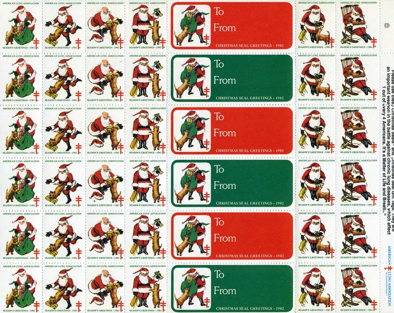 1982 Christmas Seals, American Lung Association Stamp Sheet (#14)