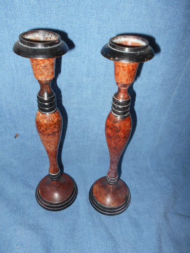 Vintage Heavy Metal Painted Candle Holders (63)