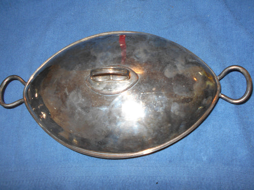 Vintage (6a) Silver- On-Copper Covered, Serving Dish