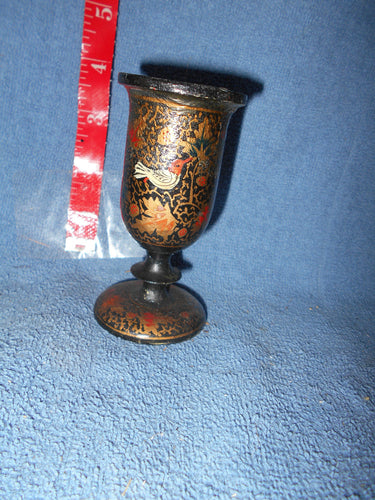 Vintage Wooden Hand-painted Russian Candle Holder (31A)