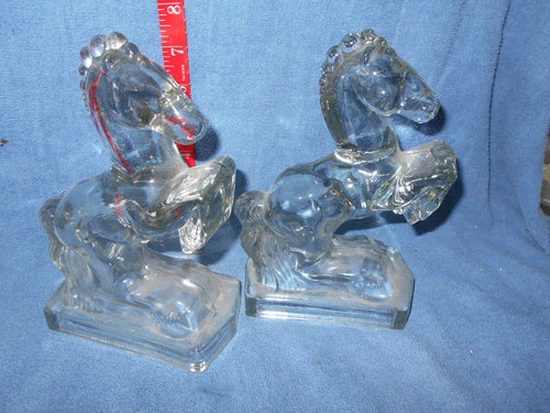 Vintage Glass Rearing Horse Bookends #79